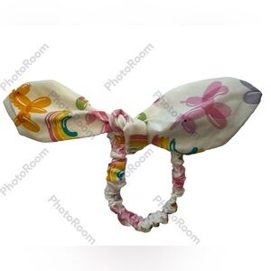 Unicorns rainbows multi print hair tie scrunchie hand made USA cotton rare fun